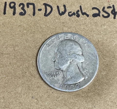 1937  D   Washington Silver Quarter Dollar 90% Silver Cover