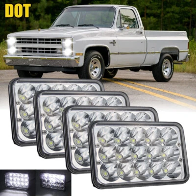 4PCS 4x6" LED Headlights Hi/Lo Sealed Beam For Chevy C10 Pickup Truck 1980-1986 Foto 1 de 4