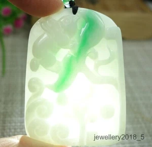 Certified Green Burma 100%natural A jadeite jade Pendant~Rabbit 玉兔 - Picture 1 of 11