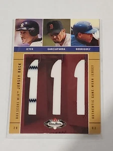 2003 Fleer Box Score Game Worn Jersey Jeter, Garciaparra, Rodriguez 176/350 - Picture 1 of 6