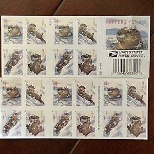 Mint US Otters In Snow Booklet Pane of 20 Forever Stamps Scott (MNH)