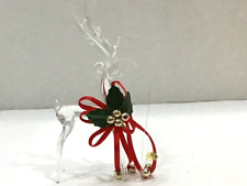 Acrylic Reindeer Christmas Ornament with Red Bow Gold Bells
