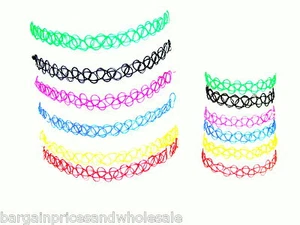 Tattoo Choker Elastic Stretch 80 90s Necklace & Bracelet Retro Henna Boho - Picture 1 of 1