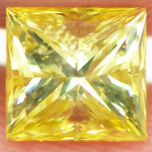 Princess Diamond Fancy Yellow Loose 0.75 Fancy SI1 Enhanced Natural 4.99X4.79 MM - Picture 1 of 8