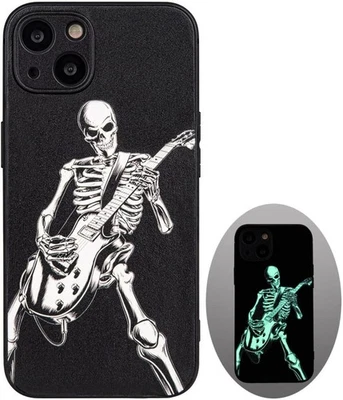 Skull Phone Case for iPhone 13, Skeleton Playing Guitar, Cool Goth Edgy Gothic E - Image 1 of 4