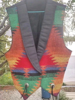 Chaleco Thomas Louis Habeeb South Cross Azteca Vintage Años 80 Lana Frontal Foto 1 de 4