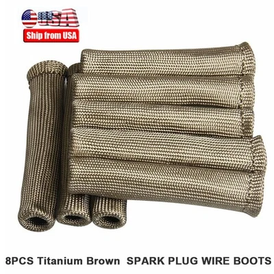 8Pack Titanium Spark Plug Wire Heat Shield & Sleeve - 2500F High Temp Protection - Image 1 of 4