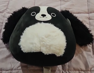 8” Nathaniel Dog Border Collie Cocker Spaniel Squishmallow Plush Toy Black White - Picture 1 of 4