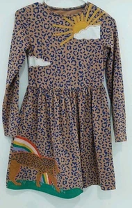 Mini Boden Rainbow Cheetah Applique Animal Print Long Sleeve Dress 11/12 - Picture 1 of 8
