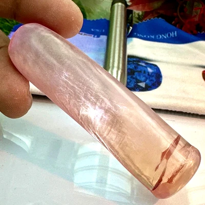 LAB CREATED 42.90 G SUNRISE PEACH PADPARADSCHA SAPPHIRE #SPS CORUNDUM Half Boule - Image 1 of 3