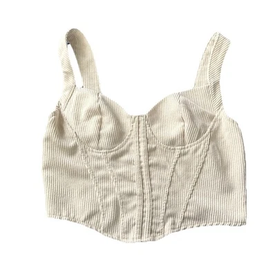 Corsé corto de pana para mujer beige talla mediana cremallera trasera vaquera occidental Foto 1 de 4