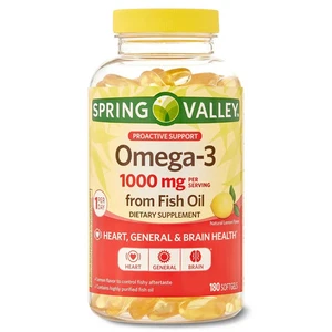 Spring Valley Omega-3 Fish Oil Soft Gels, 1000 mg, 180 Count - Picture 1 of 2