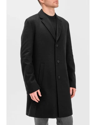 Hugo Boss Men’s Wool-Cashmere Black Overcoat Size 38R - Image 1 of 4