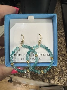 Touchstone Crystal Savvy Ohrringe Gold Blau Creolen NEU - Bild 1 von 5