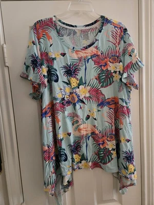 Top Westbound Mujer Estampado Tropical SS Talla 2X Dobladillo Mordedura de Tiburón ENVÍO GRATUITO Foto 1 de 2