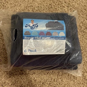 NEW My Pillow Mypillow 6 Piece Larger Size Cotton Towel Set in Navy Blue** - Picture 1 of 4