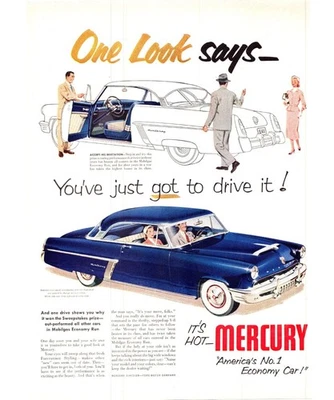 1952 Mercury Monterey 2 portas cupê impressão vintage anúncio tem que dirigir arte de parede - Imagem 1 de 2