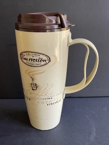 Tim Hortons 20 Oz Beige Plastic Thermo-Serve Travel Cup Made In USA Tall 8" - Foto 1 di 5