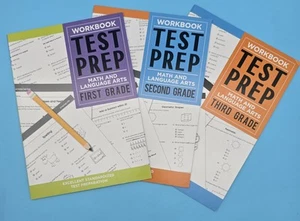 TEST PREP WORKBOOKS Lot Of 3/Grades 1,2,&3/Math,Language Arts,.*New *Nice - Picture 1 of 24