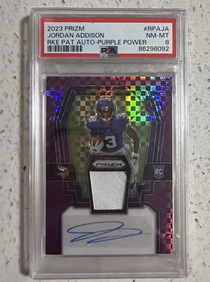 2023 Panini Prizm Rookie Purple Power /49 Jordan Addison RPA Patch Auto RC - Image 1 of 3