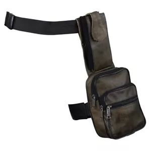 MOTORCYCLE BIKER BROWN LEATHER THIGH TOOL PHONE LEG BAG w/GUN POCKET - DC47 - Picture 1 of 7