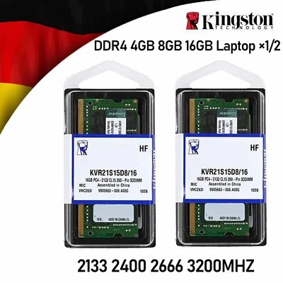 Kingston DDR4 Speicher 4GB 8GB 16GB 2133 2400 2666 3200MHz Laptop SODIMM RAM Lot - Bild 1 von 4