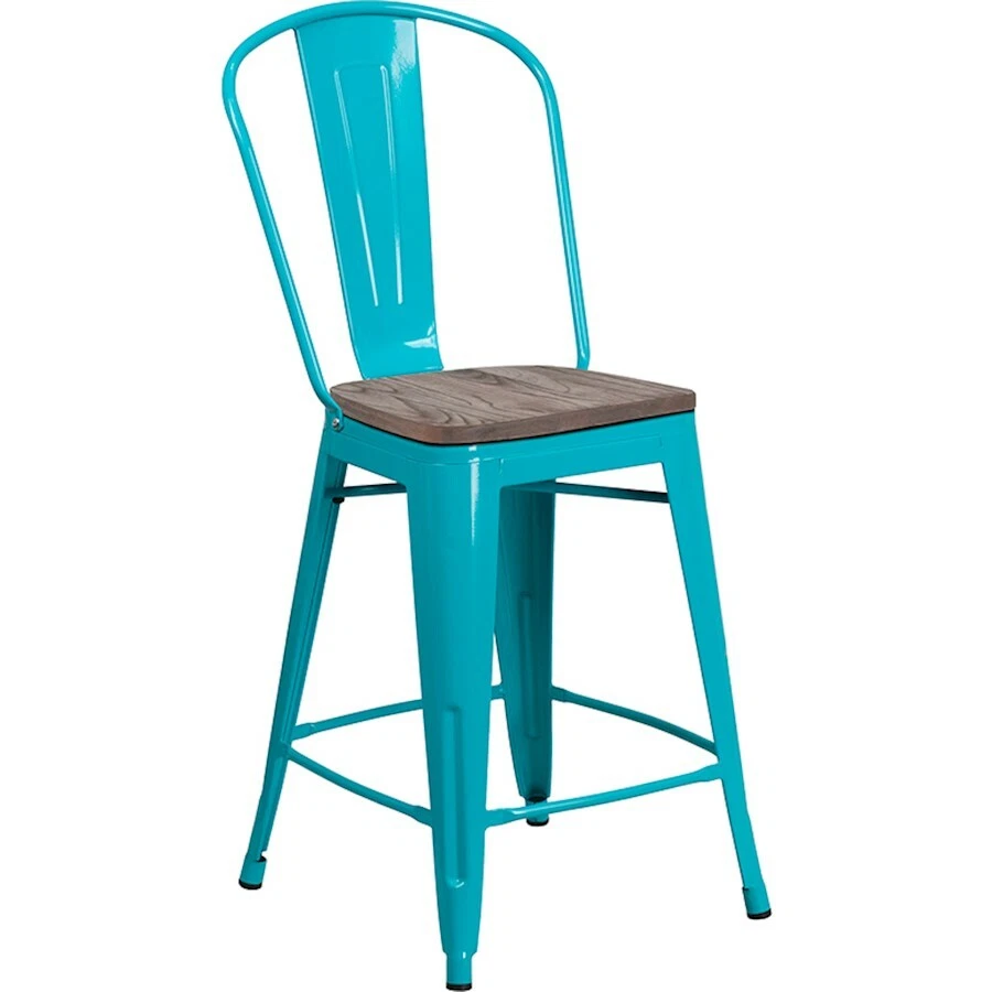 Flash Furniture 24" Crystal Teal Counter Ht. Stool w/Back - ET-3534-24-CB-WD-GG - Image 1 of 1