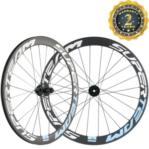 Carbon Road Bike Disc Brake Wheels 50mm 23mm Disc Brake Wheelset Thru Axle/QR - Picture 1 of 12