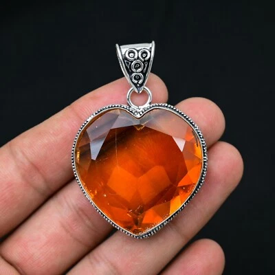 Colgante de joyería de plata maciza 925 con piedras preciosas de cuarzo de hessonita regalo para ella Foto 1 de 4