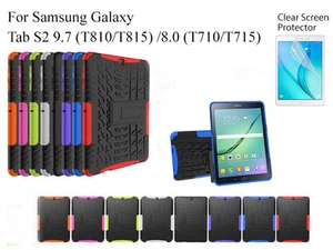Screen Protector/ Shockproof Heavy Duty Case For Samsung Galaxy Tab S2 9.7 & 8.0 - Picture 1 of 10