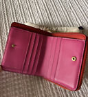 Perry Colorblock Leather Heart Patchwork. Small Square Wallet. Pink/red