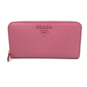 PRADA 1ML506 logo Saffiano Shine Zip Around Long Wallet saffiano leather pink - Picture 1 of 16