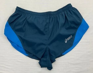 RARE asics VINTAGE Mens Shorts Fast Speed Running Sprinter Lined Athletic Blue L - Picture 1 of 13