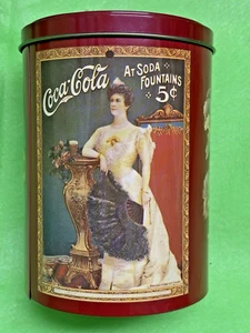 Victorian Round Coca Cola Tin (No bar code) An older model? 8" x 5.50" dia. - Picture 1 of 4