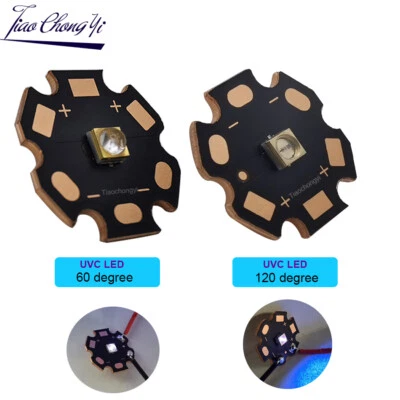 UVC LED 250nm 270nm 310nm 5-7V 0.1W 1W 2W Ultra Violet LED Lamp with Copper PCB - Image 1 of 4