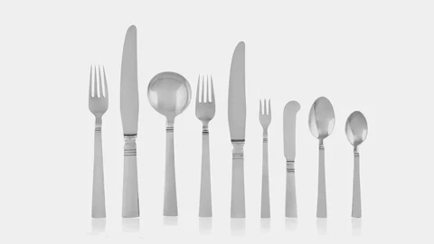 Georg Jensen Acadia Silverware Service For 12 Cover