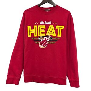 Miami Heat NBA Mitchell & Ness Men's Sweatshirt Red Spellout Logo Size 2XL guc
