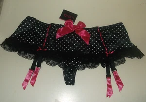 Nuevo con etiquetas La Senza 8 10 12 14 Tanga Tirantes Negro Satinado Encaje Rosa Lazo - Imagen 1 de 6