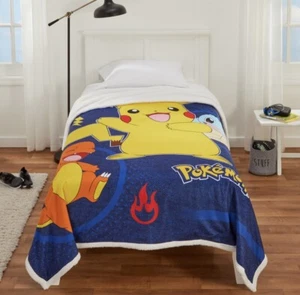 Pokemon, 70" x 90" Kids Plush w Reversible Sherpa Blanket, Twin/Full Size - Picture 1 of 7