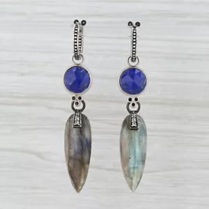 Nuevo Nina Wynn Aro Charm Gotas Pendientes Plata de Ley Lapis Labradorita - Imagen 1 de 4