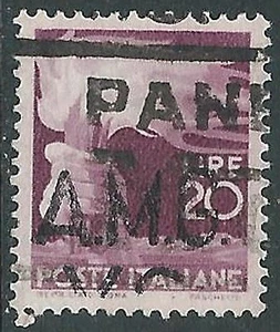 1945-47 TRIESTE AMG VG USATO DEMOCRATICA 20 LIRE VARIETà SOPRASTAMPA - L26 - Foto 1 di 1