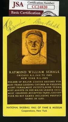 Ray Schalk Jsa Autograph Gold Hof Plaque Authentic Hand Signed - Image 1 of 2