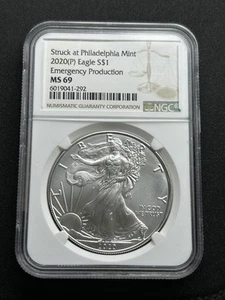 2020 (P) Silver Eagle NGC MS69 Emergency Production - Picture 1 of 2