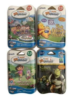 Lot of 4 V-TECH V.Smile Motion Games Little Einsteins Winnie The Pooh Shrek Dora - Image 1 of 4