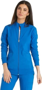 Cherokee Scrub Jackets for Woman with Zip Front & 360° 3X-Large Plus, Royal - Picture 1 of 4