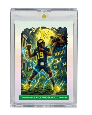 Tarjeta de arte personalizada Bryce Underwood Downtown Michigan Wolverines Foto 1 de 2