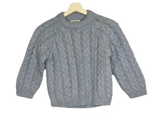 Zara Kids Knit Sweater Light Blue Girl Sz 9 10 140 cm Chunky Knit - Picture 1 of 6