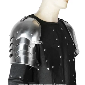 Pair of 18G Steel Gustav Spaulders Pauldron Armour Medieval Renaissance LARP - Picture 1 of 4