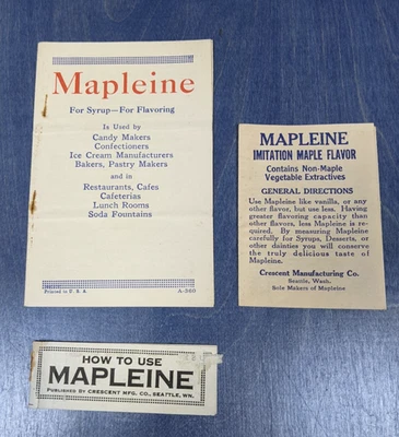 Lot of 3 Vintage Mapleine Syrup Ephemera Recipe How to Pamphlets Circa 1930 - Image 1 of 4