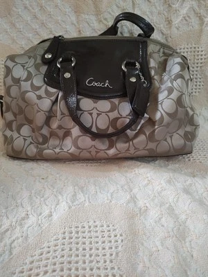 Coach Ashley Signature Satin F19242 Satchel Handbag Brown - Image 1 of 4